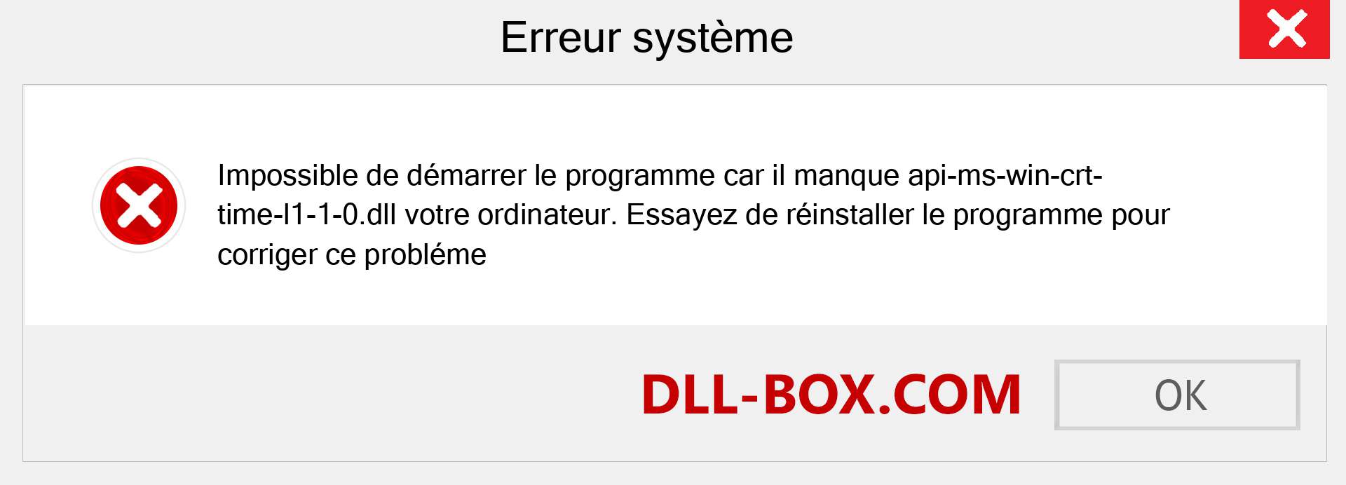 Le fichier api-ms-win-crt-time-l1-1-0.dll est manquant ?. Télécharger pour Windows 7, 8, 10 - Correction de l'erreur manquante api-ms-win-crt-time-l1-1-0 dll sur Windows, photos, images