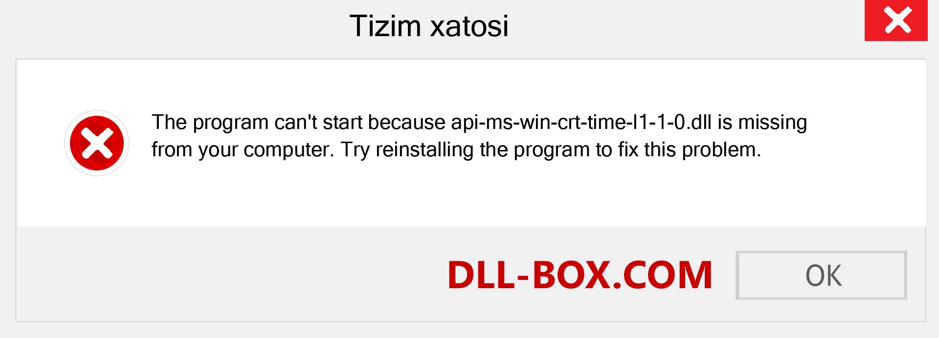 api-ms-win-crt-time-l1-1-0.dll fayli yo'qolganmi?. Windows 7, 8, 10 uchun yuklab olish - Windowsda api-ms-win-crt-time-l1-1-0 dll etishmayotgan xatoni tuzating, rasmlar, rasmlar